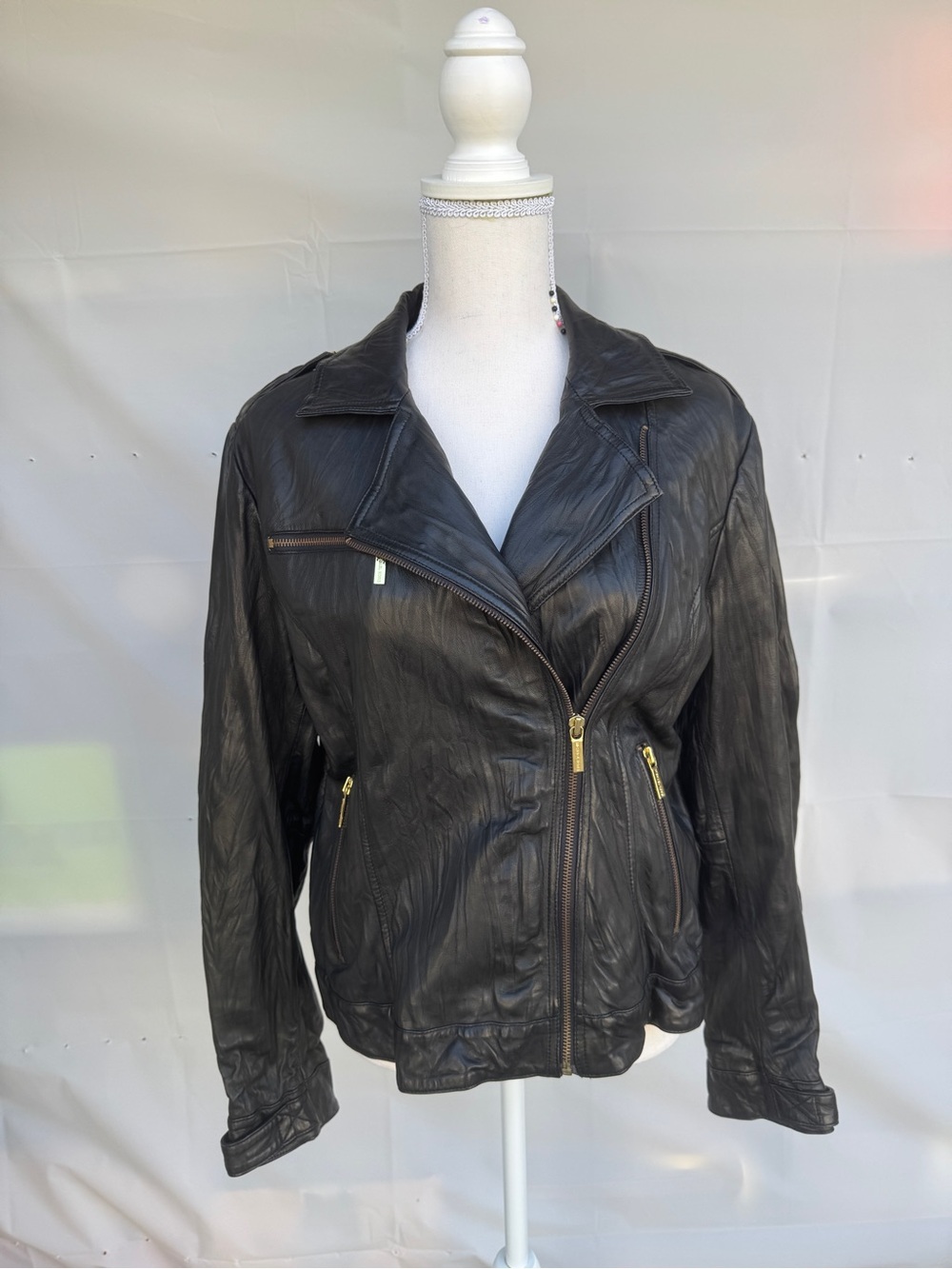 Womens Michael Kors Black Genuine Leather Moto Jacket Size